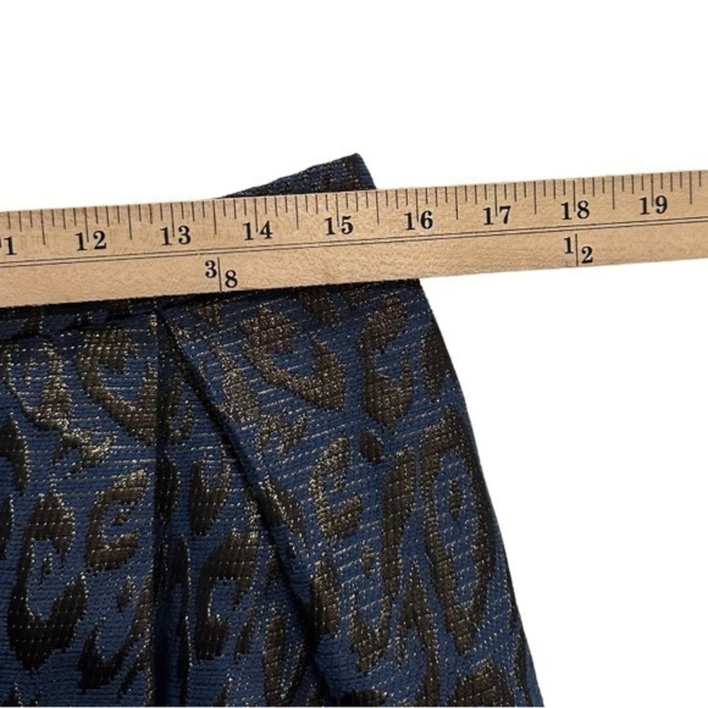 Anne Klein Navy Blue Metallic Shimmer Animal Print Skirt Women’s 8 - Picture 4 of 8